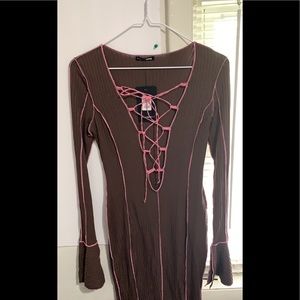 Brown and pink Opposite attract mini dress